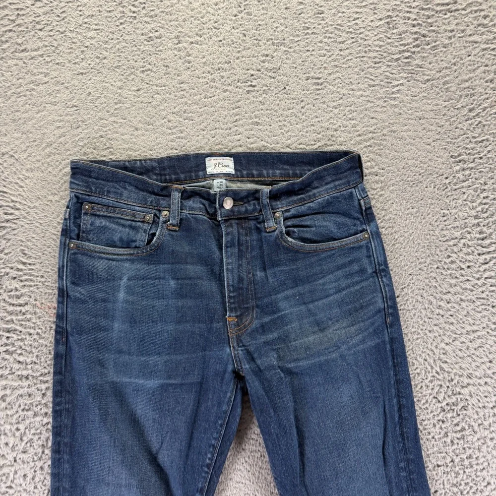 J.Crew 770 Jeans Mens 30x30 Blue Cotton Denim Straight Faded Whiskered Stretch